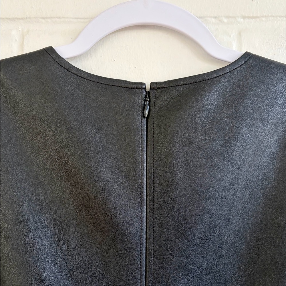 J. Crew Factory Black Faux Leather Mini Shift Dress, SZ 2 NWT 🏷️ - Picture 9 of 10